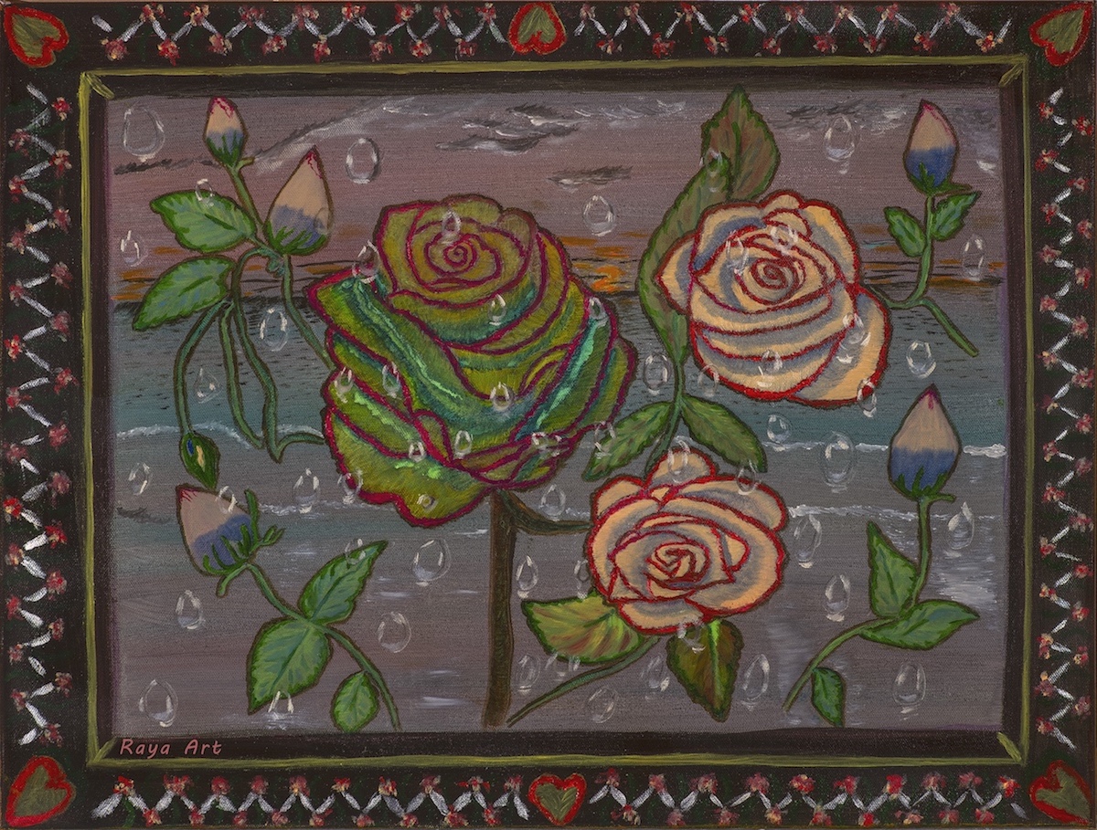 “Rose painting artwork with floral design and rich colors, healing art by High Stakes Mental Health Foundation.”